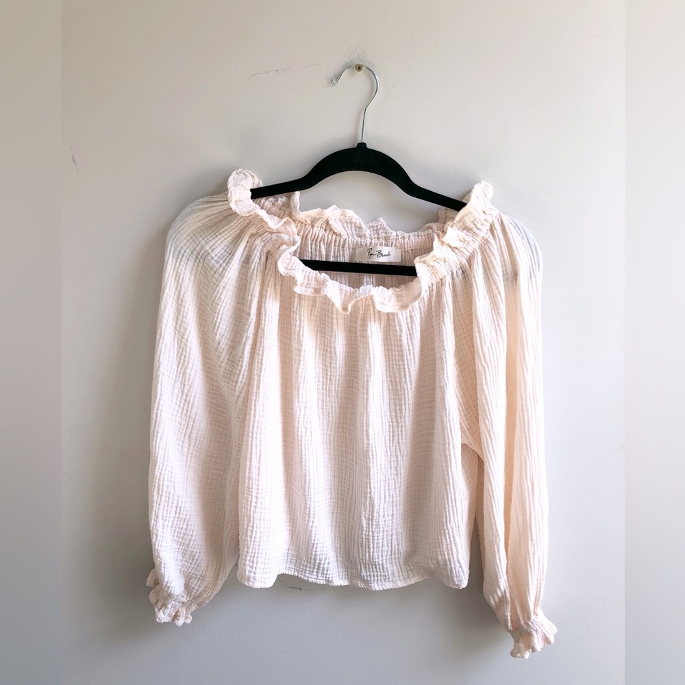 Lyn Burches Women’s Size Medium Long Sleeve Cropped Flowy Peasant Top